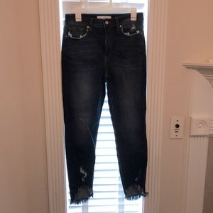 Kancan dark distressed denim high rise skinny